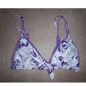 Damsel Bra Small Wire Free Purple Multi Color NWOT